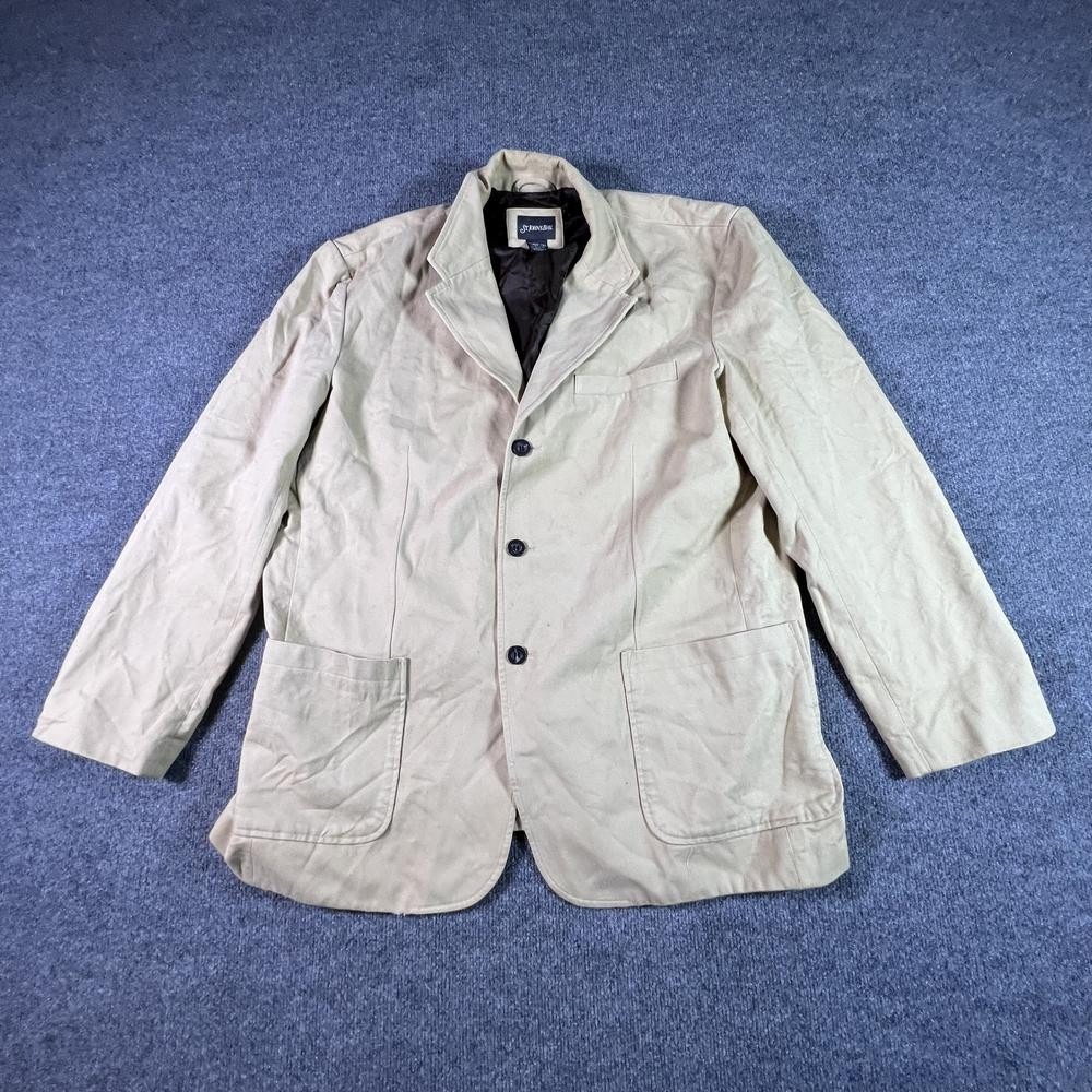 St. Johns Bay Suit Jacket Mens XL Tall Beige Cotton Notch Lapel Business Regular